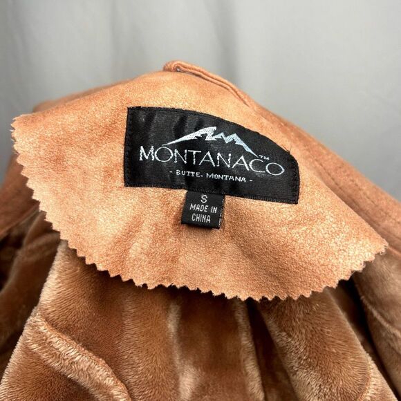 Montaco Faux Suede Button Up Collared Womens Jacket Designer Light Brown - Picture 9 of 10